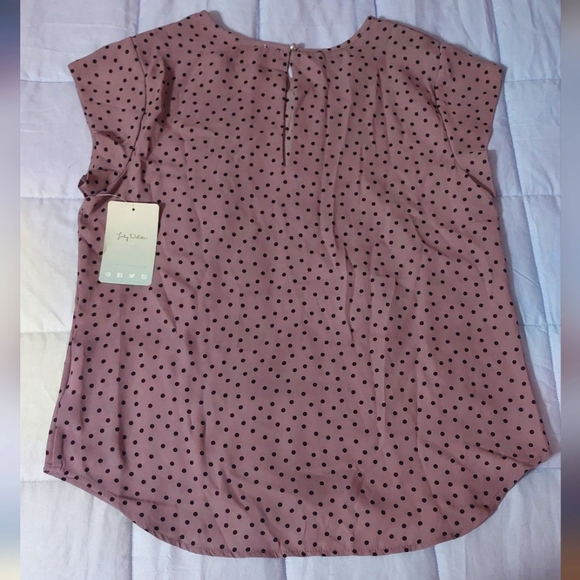 NWT LILY WHITE POLKA DOT BLOUSE - Picture 2 of 2